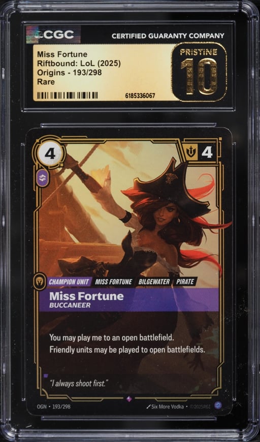 2025 Riftbound League Of Legends LoL Origins Miss Fortune #193 CGC 10 PRISTINE