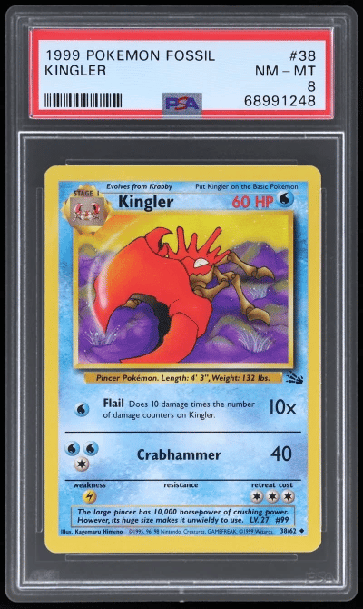 1999 Pokemon Fossil Kingler #38 PSA 8