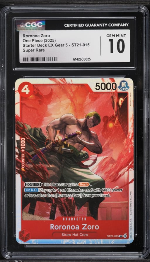 2025 One Piece Starter Deck EX Gear 5 SR Roronoa Zoro #ST21-015 CGC 10 GEM MINT