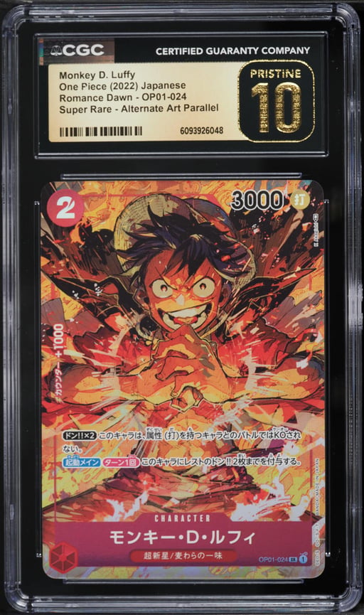 2022 One Piece Japanese Romance Dawn Alt Art Monkey D. Luffy #OP01-024 CGC 10 PRISTINE