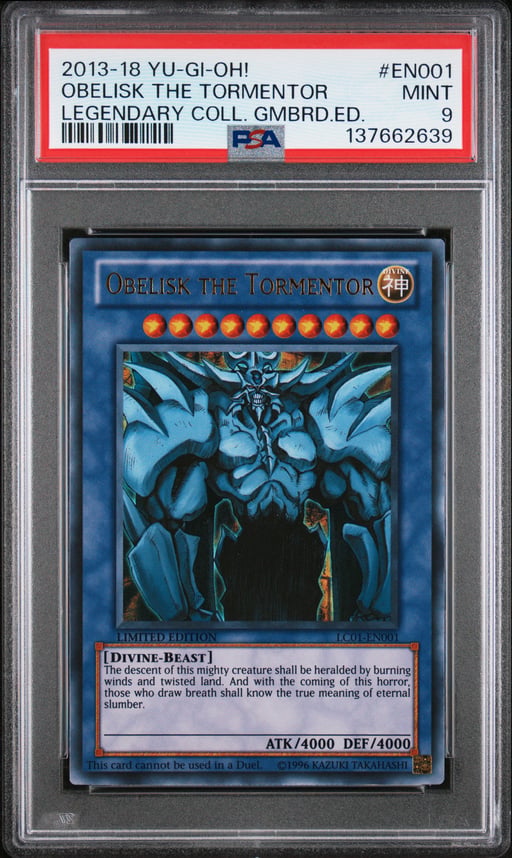 2013-2018 YU-GI-OH! LEGENDARY COLLECTION GAMEBOARD EDITION EN001 OBELISK THE TORMENTOR PSA 9