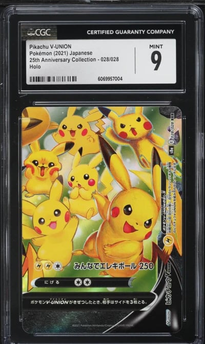 2021 Pokemon Japanese SWSH 25th Anniversary Pikachu V-UNION #28 CGC 9 MINT