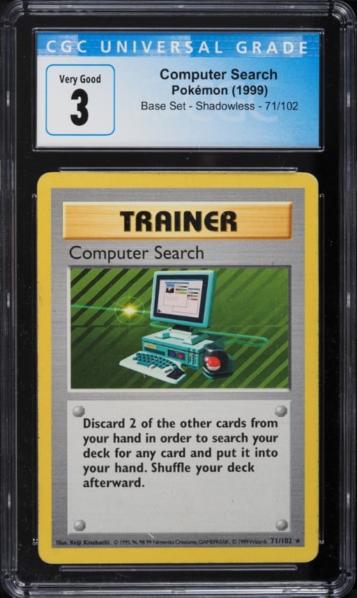 1999 Pokemon Base Set Shadowless Computer Search #71 CGC 3 VG
