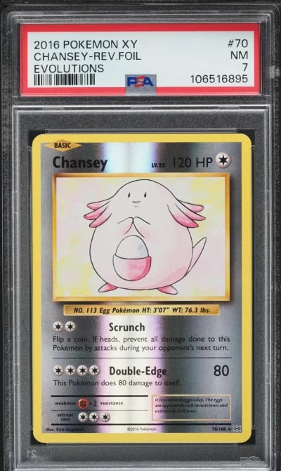 2016 Pokemon XY Evolutions Reverse Holo Chansey #70 PSA 7 NRMT