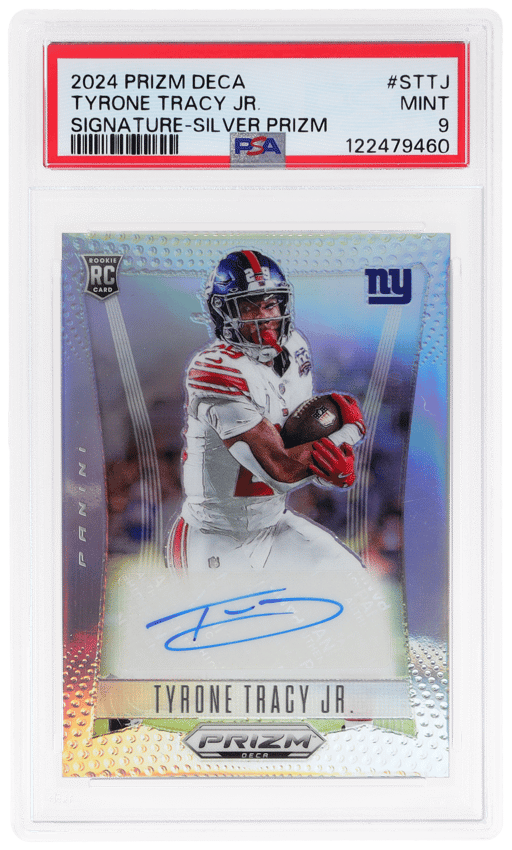 2024 Panini Prizm Deca Signatures Silver Prizm Tyrone Tracy Jr. #S-TTJ PSA 9