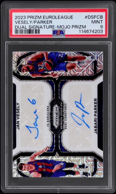 2023 Panini Prizm Euroleague Dual Signatures Mojo Prizm Jabari Parker/Jan Vesely #DSFCB 4/15 PSA 9