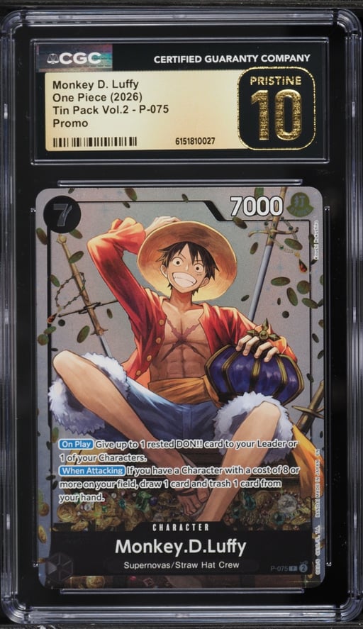 2026 One Piece Promo Tin Pack Vol.2 Monkey D. Luffy #P-075 CGC 10 PRISTINE