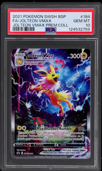 2021 Pokemon Sword and Shield Black Star Promo Premium Collection Jolteon Vmax #SWSH184 PSA 10