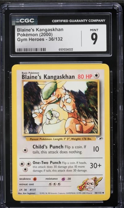 2000 Pokemon Gym Heroes Blaine's Kangaskhan #36 CGC 9 MINT