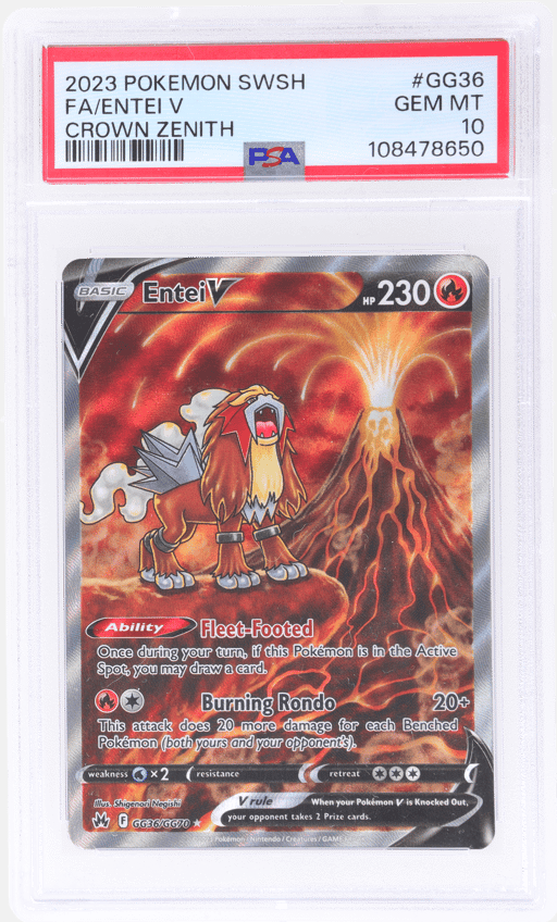 2023 Pokemon Sword and Shield Crown Zenith Entei V #GG36 PSA 10