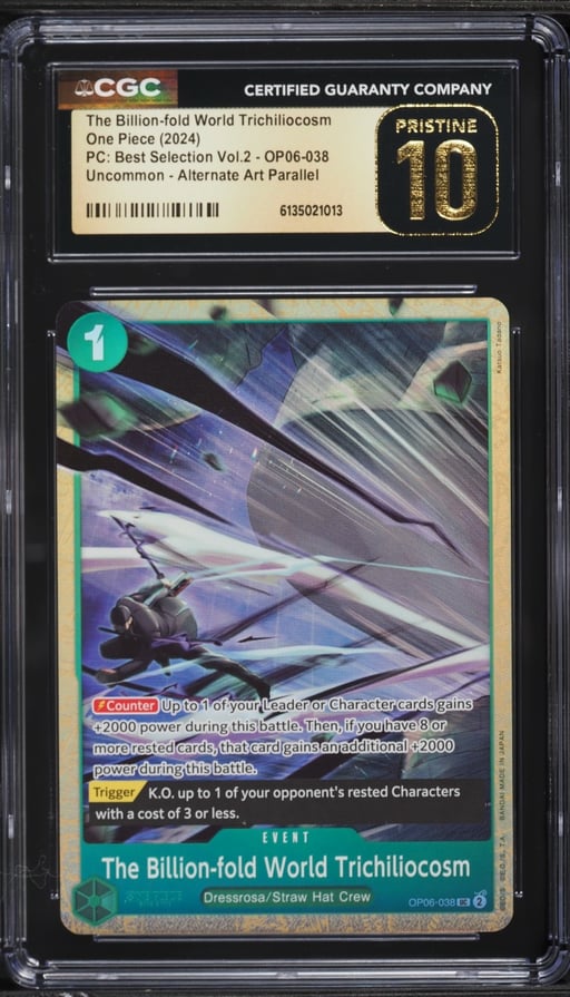 2024 One Piece PC Best Vol.2 Alt Art The Billion Fold World Trichiliocosm #OP06-038 CGC 10 PRISTINE