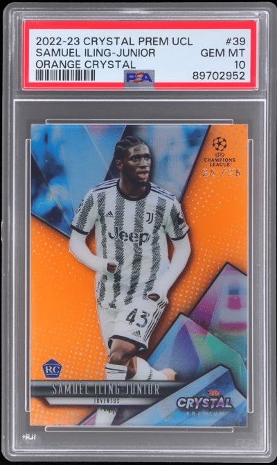 2022 Topps Crystal Premium UEFA Champions League Orange Crystal Samuel Iling-Junior #39 25/25 PSA 10