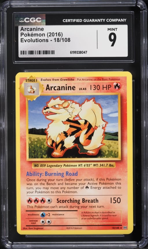 2016 Pokemon XY Evolutions Arcanine #18 CGC 9 MINT