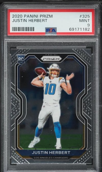 2020 Panini Prizm Justin Herbert ROOKIE #325 PSA 9 MINT