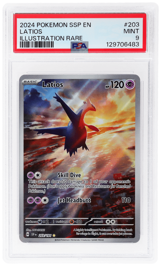 2024 Pokemon Scarlet and Violet Surging Sparks Illustration Rare Latios #203 PSA 9