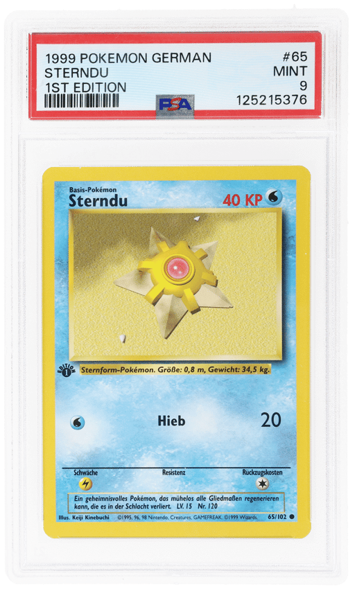 1999 Pokemon Base Set German 1st Edition Staryu #65 PSA 9