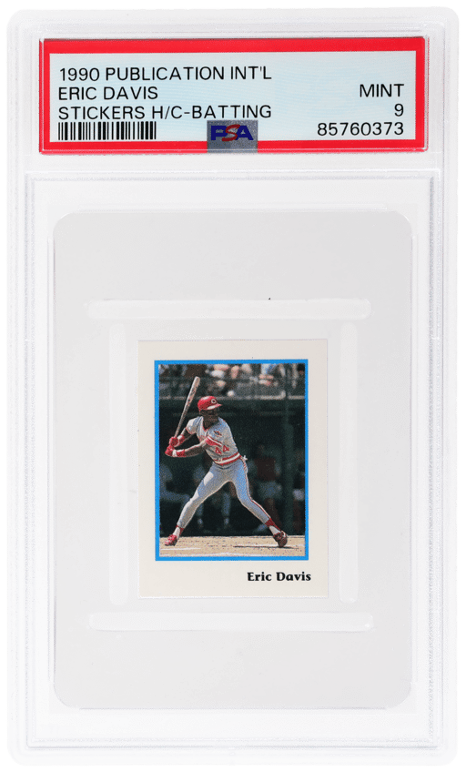 1990 Publication International Stickers Hand Cut Batting Eric Davis PSA 9
