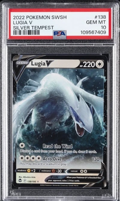 2022 POKEMON SWORD & SHIELD SILVER TEMPEST #138 LUGIA V PSA 10