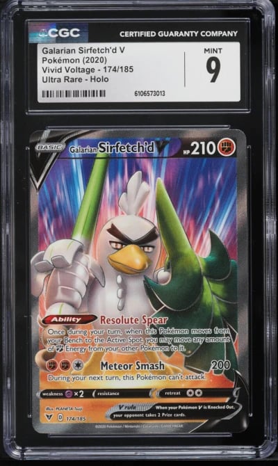 2020 Pokemon Sword & Shield Vivid Voltage Full Art Galarian Sirfetch'd V #174 CGC 9 MINT