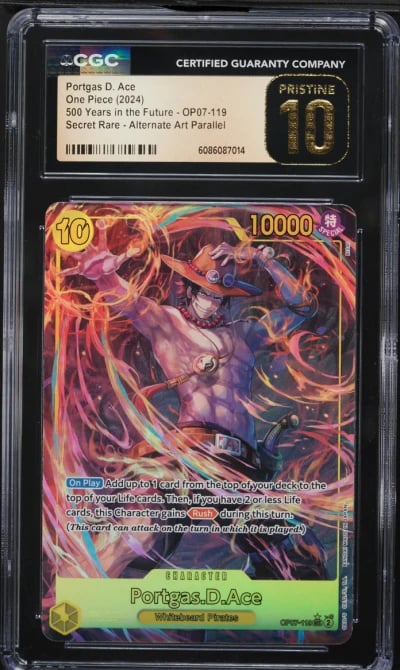 2024 One Piece 500 Years In The Future Alt Art Portgas D. Ace #OP07-119 CGC 10 PRISTINE