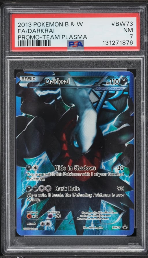 2013 Pokemon Black & White Black Star Promo Team Plasma Full Art Darkrai #BW73 PSA 7 NRMT