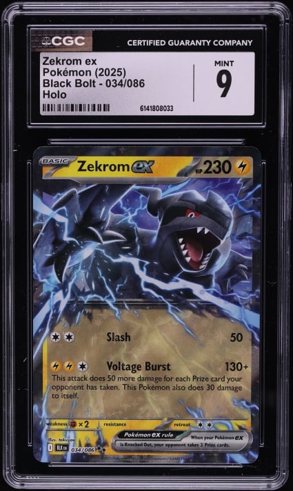 2025 Pokemon Scarlet & Violet Black Bolt Holo Zekrom ex #34 CGC 9 MINT