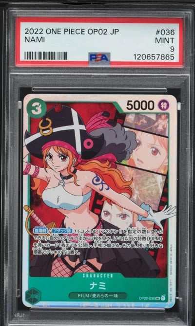 2022 One Piece Japanese Op02-Paramount War Nami #036 PSA 9 MINT