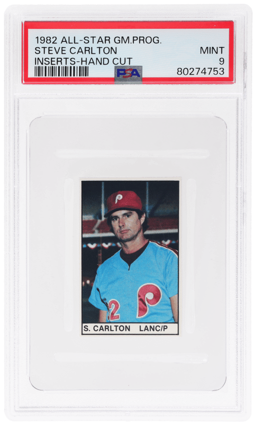 1982 All-Star Game Program Inserts Hand Cut Steve Carlton PSA 9