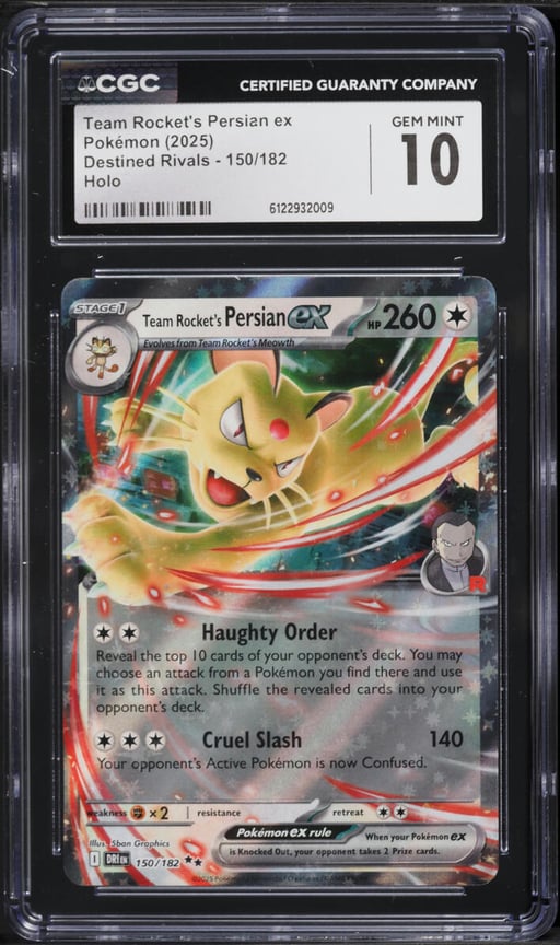 2025 Pokemon SV Destined Rivals Holo Team Rocket's Persian EX #150 CGC 10 GEM MINT