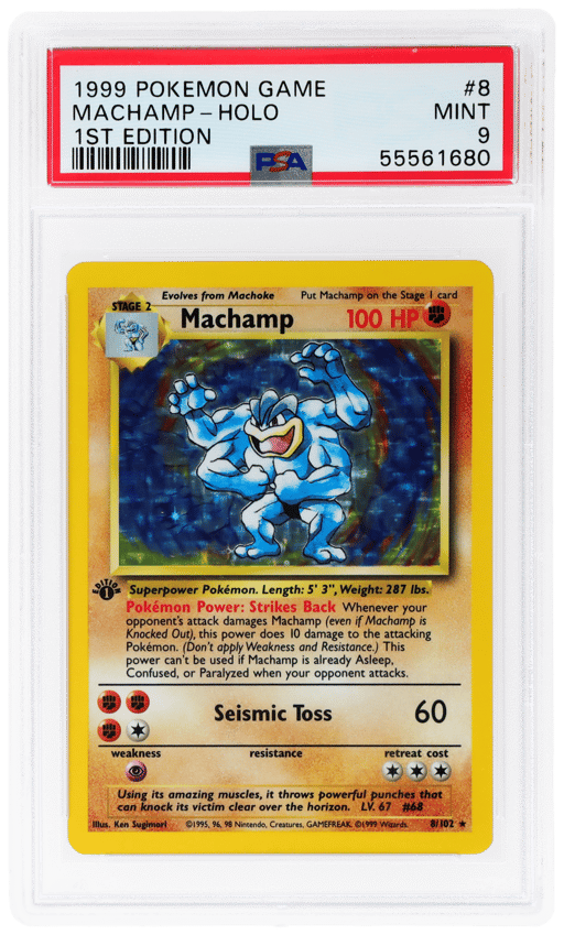 1999 Pokemon Base Set 1st Edition Holo Machamp #8 PSA 9
