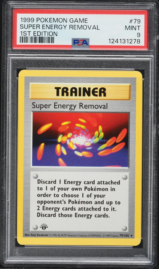 1999 Pokemon Base Set Shadowless 1st Edition Super Energy Removal #79 PSA 9 MINT