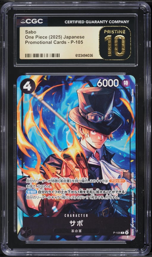 2025 One Piece Japanese Promo Sabo #P-105 CGC 10 PRISTINE