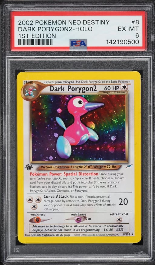 2002 Pokemon Neo Destiny 1st Edition Holo Dark Porygon2 #8 PSA 6 EXMT