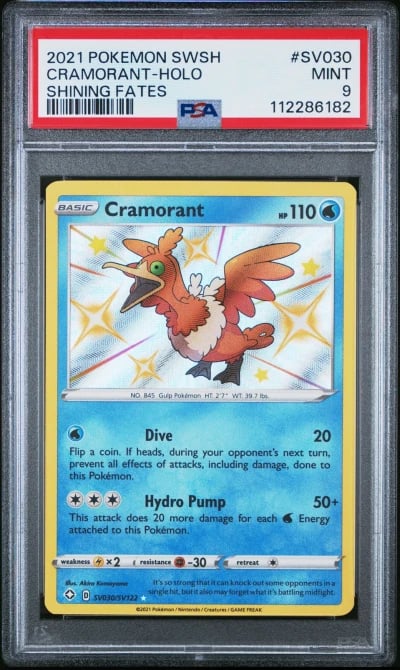 2021 POKEMON SWORD & SHIELD SHINING FATES #SV030 CRAMORANT-HOLO PSA 9