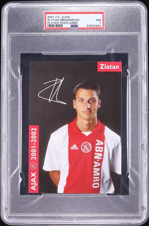 2001 F.C. Ajax Player Postcard Zlatan Ibrahimovic ROOKIE PSA 7 NRMT