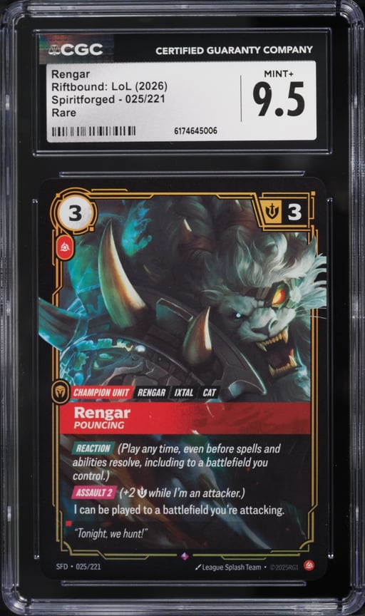 2026 Riftbound League Of Legends LoL Spiritforged Rengar #025 CGC 9.5 MINT+