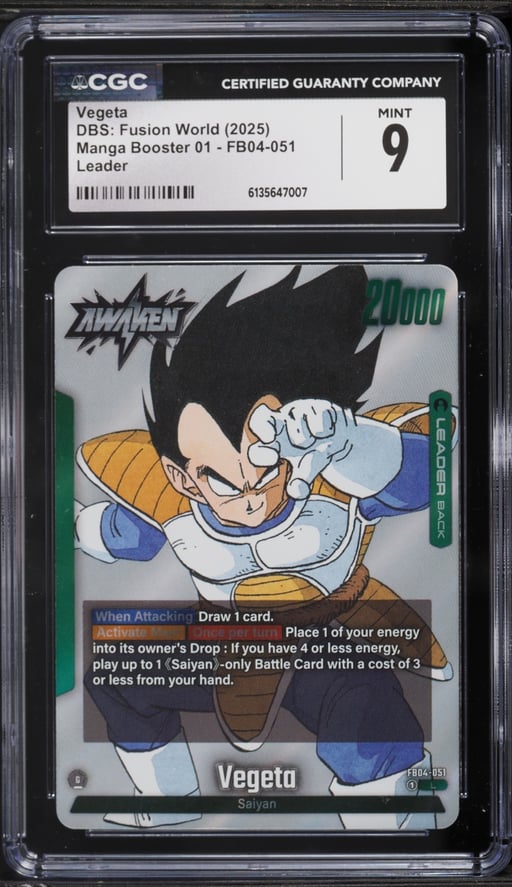 2025 DBS Fusion World Manga Booster 01 Gold Vegeta Leader #FB04-051 CGC 9 MINT