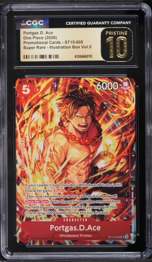 2026 One Piece Promo Illustration Box Volume 5 Alt Art Portgas D. Ace #ST15-005 CGC 10 PRISTINE