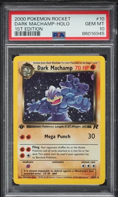 2000 Pokemon Team Rocket 1st Edition Holo Dark Machamp #10 PSA 10 GEM MINT