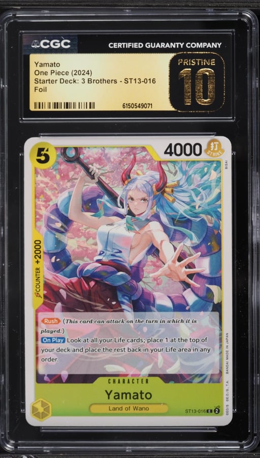 2024 One Piece Starter Deck 3 Brothers Foil Yamato #ST13-016 CGC 10 PRISTINE