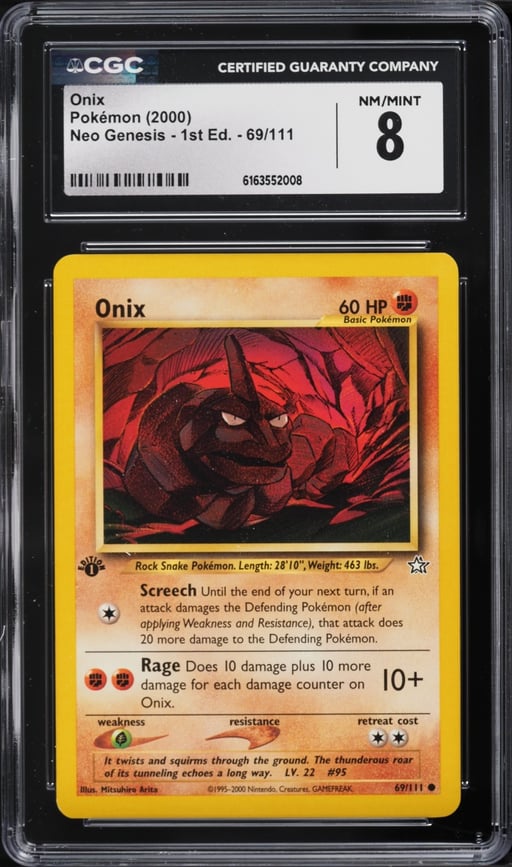 2000 Pokemon Neo Genesis 1st Edition Onix #69 CGC 8 NM-MT