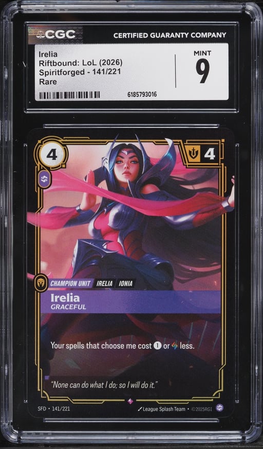 2026 Riftbound League Of Legends LoL Spiritforged Irelia #141 CGC 9 MINT