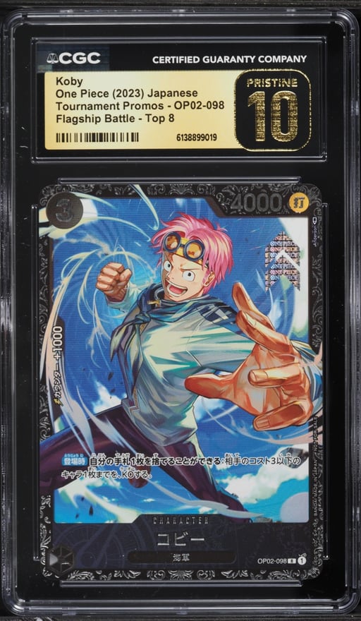 2023 One Piece Japanese Tournament Promo Flagship Battle Top 8 Koby #OP02-098 CGC 10 PRISTINE