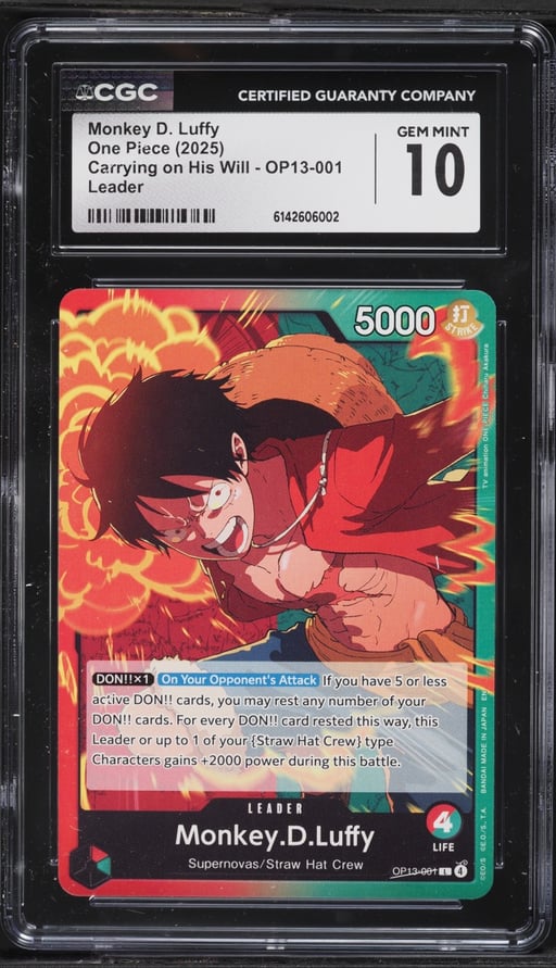 2025 One Piece Carrying On His Will Leader Leader Monkey D. Luffy #OP13-001 CGC 10 GEM MINT