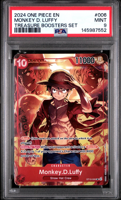 2024 ONE PIECE PROMOS 006 MONKEY D. LUFFY TREASURE BOOSTERS SET PSA 9