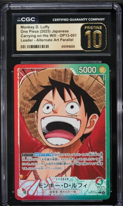 2025 One Piece Japanese Carrying On His Will Alt Art Leader Monkey D. Luffy #OP13-001 CGC 10