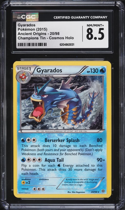 2015 Pokemon XY Ancient Origins Champions Tin Cosmos Holo Gyarados #20 CGC 8.5 NM-MT+