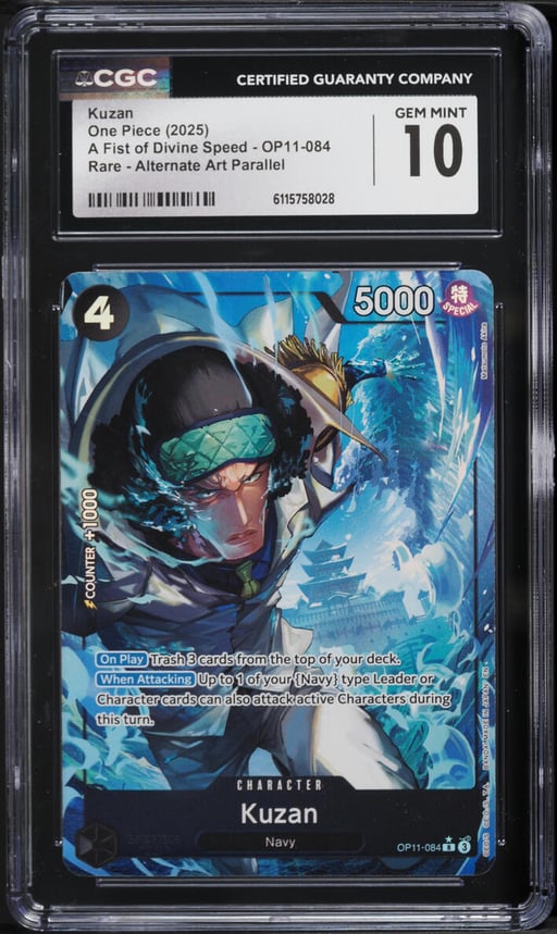 2025 One Piece A Fist Of Divine Speed Alt Art Parallel Kuzan #OP11-084 CGC 10 GEM MINT