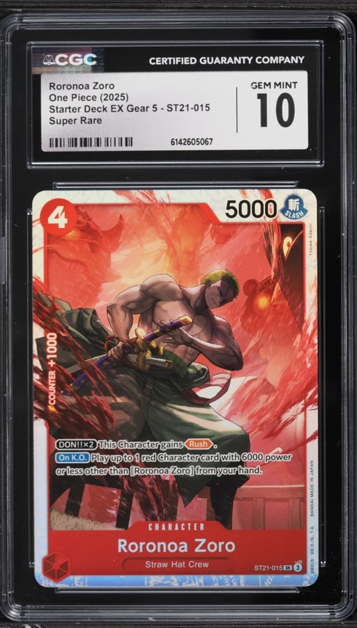 2025 One Piece Starter Deck EX Gear 5 SR Roronoa Zoro #ST21-015 CGC 10 GEM MINT