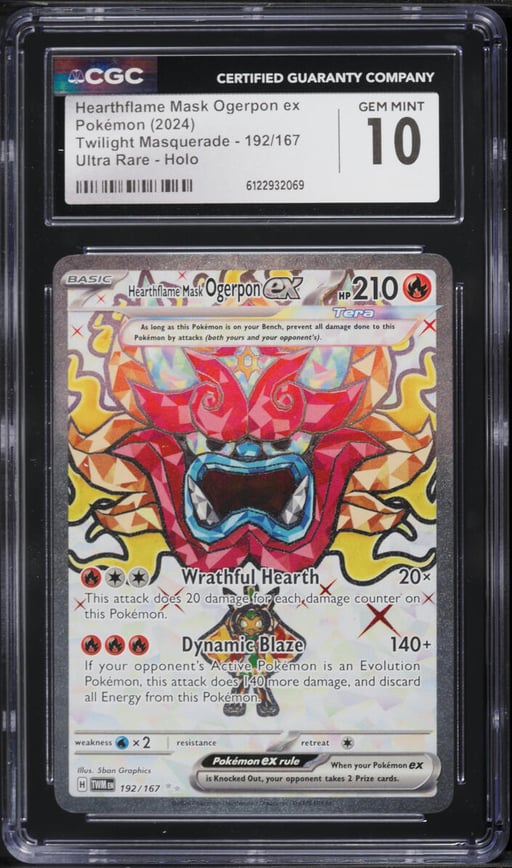 2024 Pokemon SV Twilight Masquerade Full Art Hearthflame Mask Ogerpon EX #192 CGC 10 GEM MINT